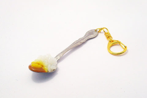 Curry with Potatoes on Spoon (small) Keychain