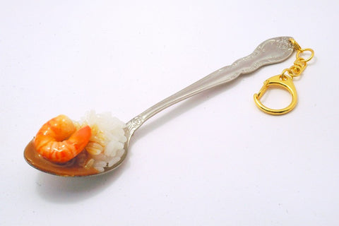 Curry with Shrimp on Spoon (large) Keychain