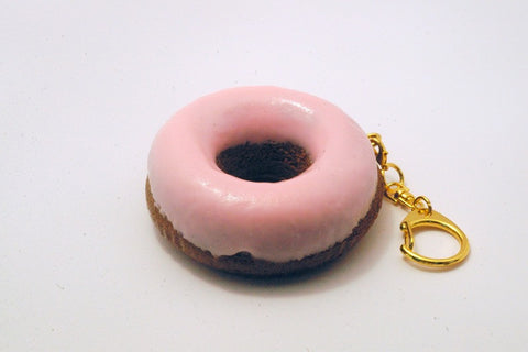 Strawberry Frosted Chocolate Doughnut Keychain