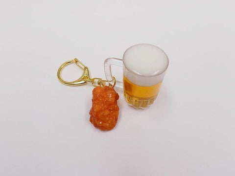 Beer (mini) & Kara-age (Boneless Fried Chicken) (small) Keychain