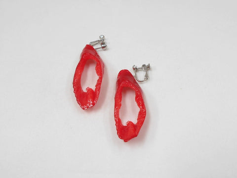 Cut Red Chili Pepper Clip-On Earrings