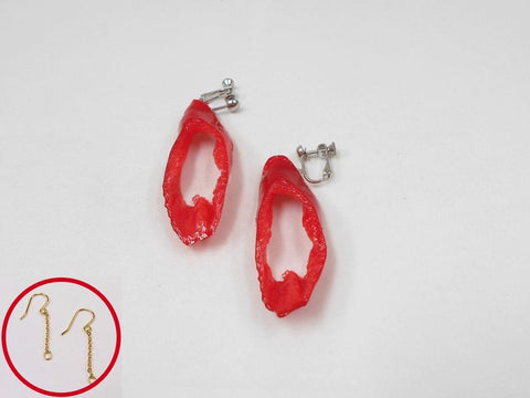 Cut Red Chili Pepper Pierced Earrings