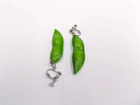 Green Soybean Clip-On Earrings