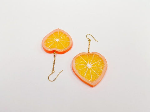 Orange Slice (Heart-Shaped) Pierced Earrings