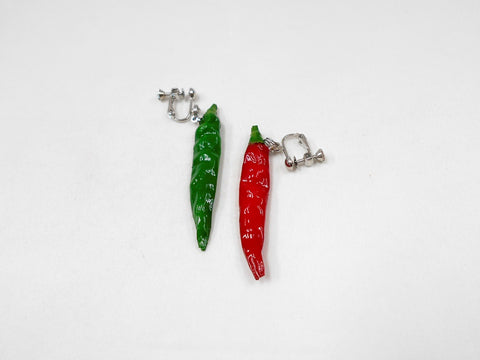 Red & Green Chili Pepper (mini) Clip-On Earrings