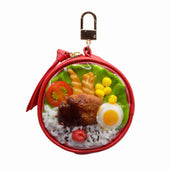 Hamburger Bento Circular Purse - Red - Fake Food Japan