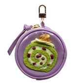 Matcha (Green Tea) Roll Cake Circular Purse Ver. 2 - Purple - Fake Food Japan