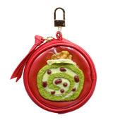 Matcha (Green Tea) Roll Cake Circular Purse Ver. 2 - Red - Fake Food Japan