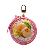 Salmon Roe & Scallop Rice Circular Purse Ver. 2 - Pink - Fake Food Japan