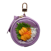 Salmon Roe & Sea Urchin Rice Circular Purse Ver. 2 - Purple - Fake Food Japan