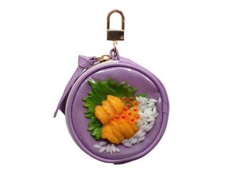 Salmon Roe & Sea Urchin Rice Circular Purse Ver. 2 - Purple