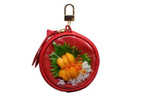 Salmon Roe & Sea Urchin Rice Circular Purse Ver. 2 - Red