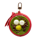 Zenzai Matcha (Sweet Red Bean & Green Tea Soup) Circular Purse Ver. 2 - Red - Fake Food Japan