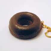 Chocolate Frosted Chocolate Doughnut Keychain - Fake Food Japan