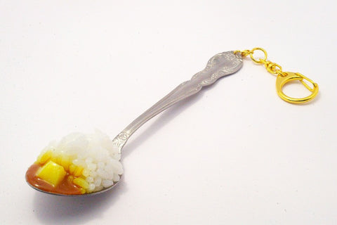 Curry with Potatoes on Spoon (large) Keychain