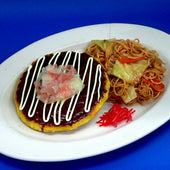 Okonomiyaki (Pancake) & Yakisoba (Fried Noodles) Dish Replica - Fake Food Japan