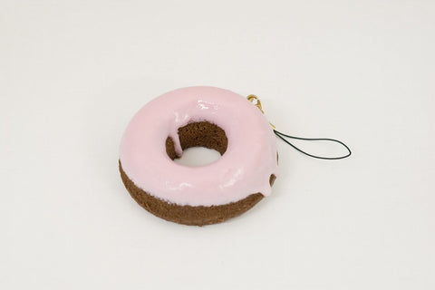 Strawberry Frosted Chocolate Doughnut Cell Phone Charm/Zipper Pull