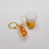 Beer (mini) & Gyoza Dumpling (Japanese Pot Sticker) (mini) Keychain - Fake Food Japan