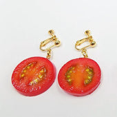 Cherry Tomato Slice Clip-On Earrings - Fake Food Japan