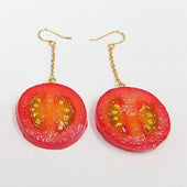 Cherry Tomato Slice Pierced Earrings - Fake Food Japan