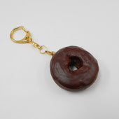 Chocolate Frosted Chocolate Doughnut (small) Keychain - Fake Food Japan