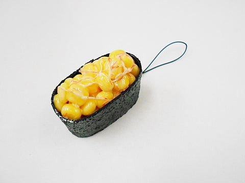 Corn, Mayonnaise & Crab Meat Battleship Roll Sushi Cell Phone Charm/Zipper Pull