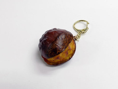 Cracked Open Chestnut Keychain