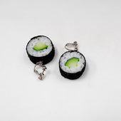 Cucumber Roll Sushi (round) Clip-On Earrings - Fake Food Japan