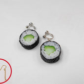Cucumber Roll Sushi (round) Pierced Earrings - Fake Food Japan