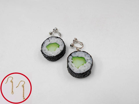Cucumber Roll Sushi (round) Pierced Earrings