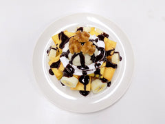 French Toast Topped With Bananas & Chocolate Sauce Replica