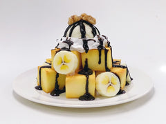 French Toast Topped With Bananas & Chocolate Sauce Replica