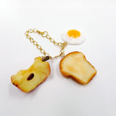 Half-Eaten Apple, Bread Slice (small) & Sunny-Side Up Egg (small) Bag Charm - Fake Food Japan