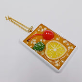 Iced Lemon Tea (Heart-Shaped Lemon Slice) Pass Case with Charm Bracelet - Fake Food Japan