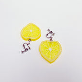 Lemon Slice (Heart-Shaped) Clip-On Earrings - Fake Food Japan