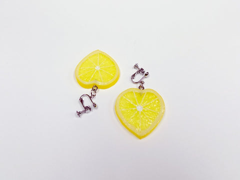 Lemon Slice (Heart-Shaped) Clip-On Earrings