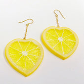 Lemon Slice (Heart-Shaped) Pierced Earrings - Fake Food Japan