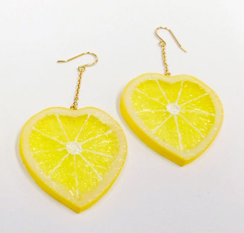 Lemon Slice (Heart-Shaped) Pierced Earrings