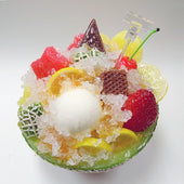 Melon Kakigori (Snow Cone/Shaved Ice) with Orange Sauce Replica - Fake Food Japan