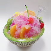 Melon Kakigori (Snow Cone/Shaved Ice) with Strawberry Sauce Replica - Fake Food Japan