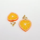 Orange Slice (Heart-Shaped) Clip-On Earrings - Fake Food Japan