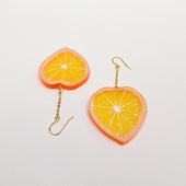 Orange Slice (Heart-Shaped) Pierced Earrings - Fake Food Japan