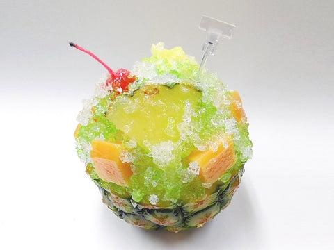 Pineapple Kakigori (Snow Cone/Shaved Ice) with Melon Sauce Replica