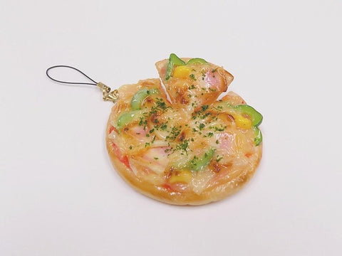 Pizza (Whole with Floating Slice) Cell Phone Charm/Zipper Pull