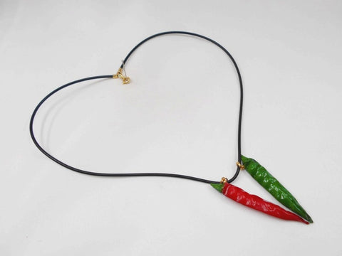 Red hot chili pepper heart necklace,Vegan necklace, Vegetable Miniature  food necklace,Fake food jewelry,Polymer