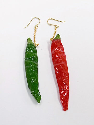 Red & Green Chili Pepper (mini) Pierced Earrings
