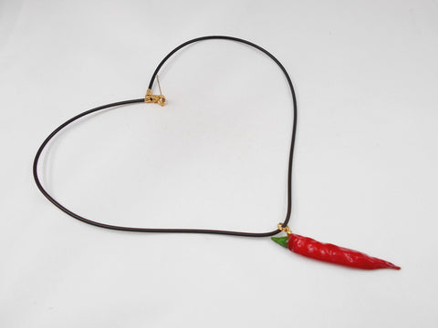 925 silver necklace - chilli pepper with a red glaze, glossy angular chain  | Jewellery Eshop UK