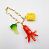 Sausage (Octopus-Shaped), Fried Egg (mini) & Broccoli (small) Bag Charm - Fake Food Japan