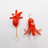 Sausage (Octopus-Shaped) Pierced Earrings - Fake Food Japan