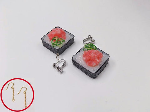 Scallion & Tuna Roll Sushi Pierced Earrings